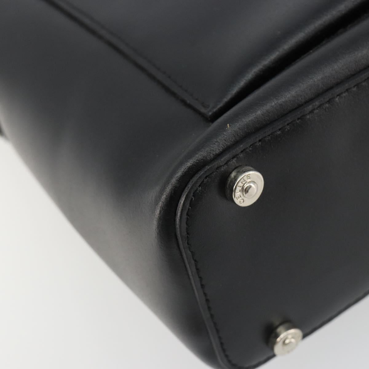 CELINE Shoulder Bag Leather Black Silver Auth ep15031