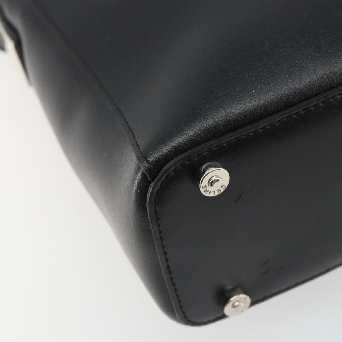 CELINE Shoulder Bag Leather Black Silver Auth ep15031