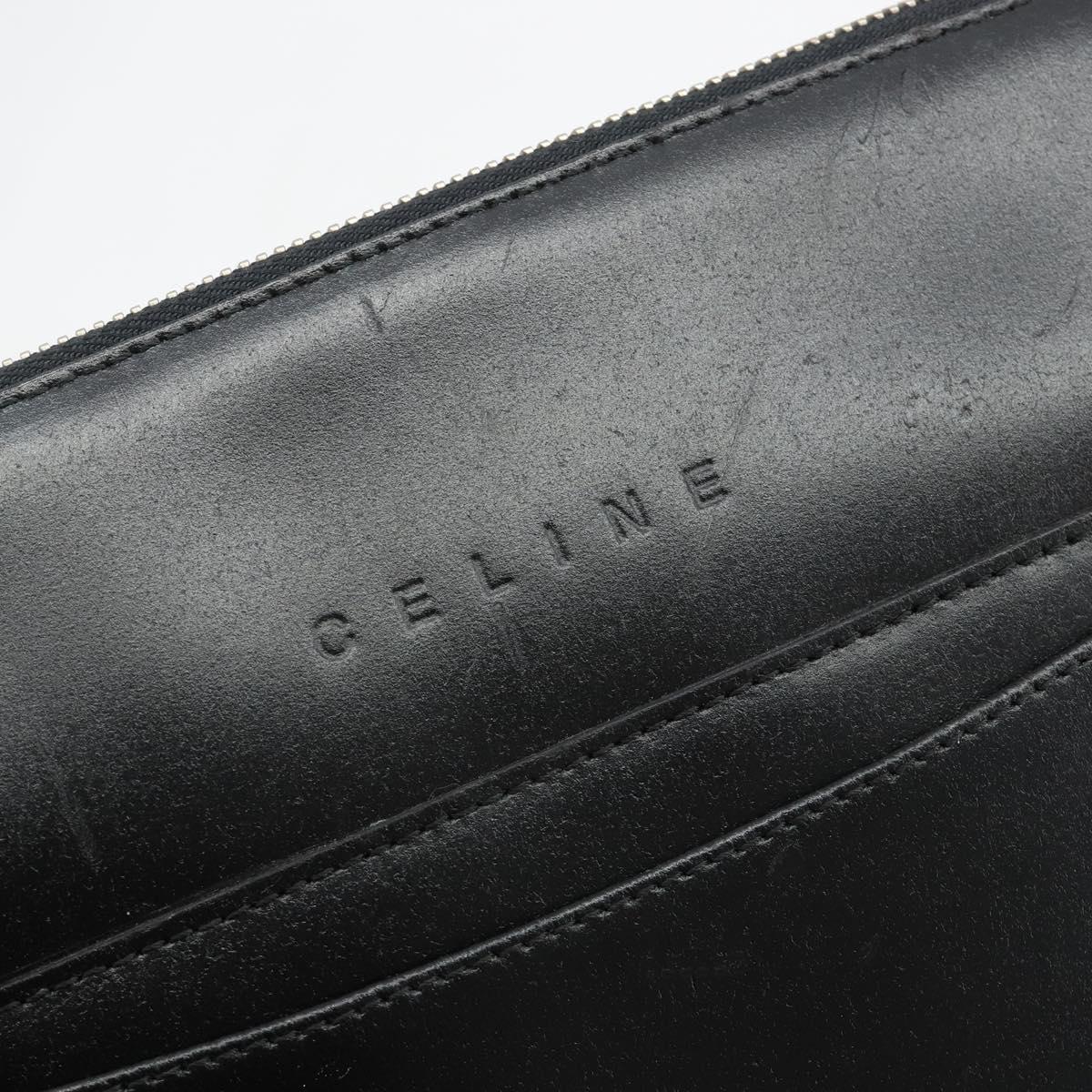 CELINE Shoulder Bag Leather Black Silver Auth ep15031