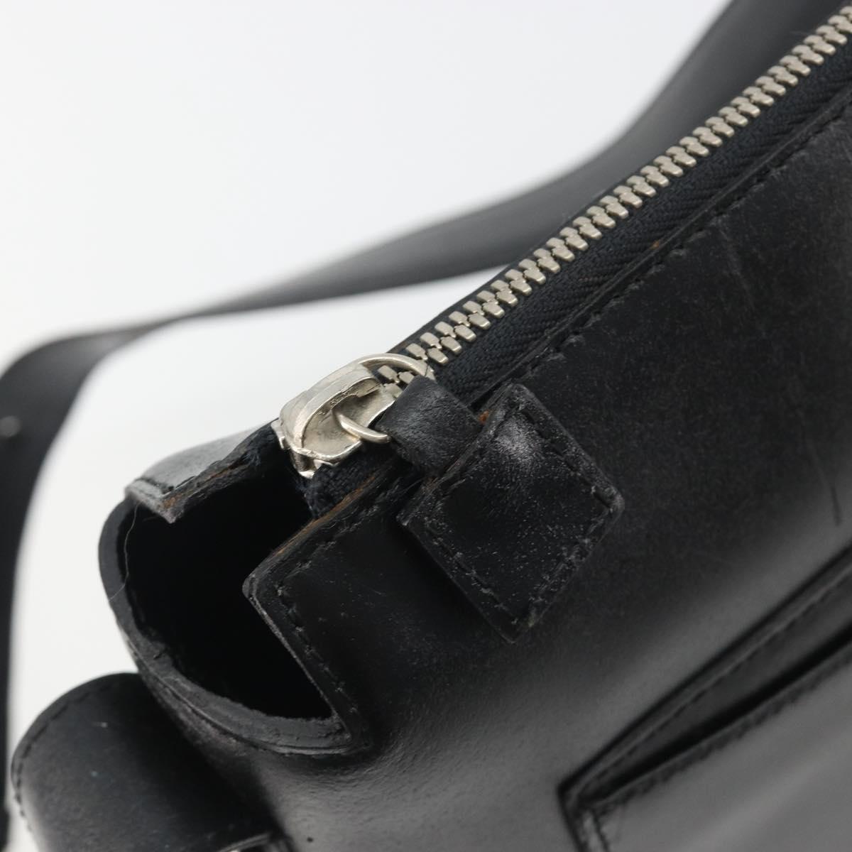 CELINE Shoulder Bag Leather Black Silver Auth ep15031