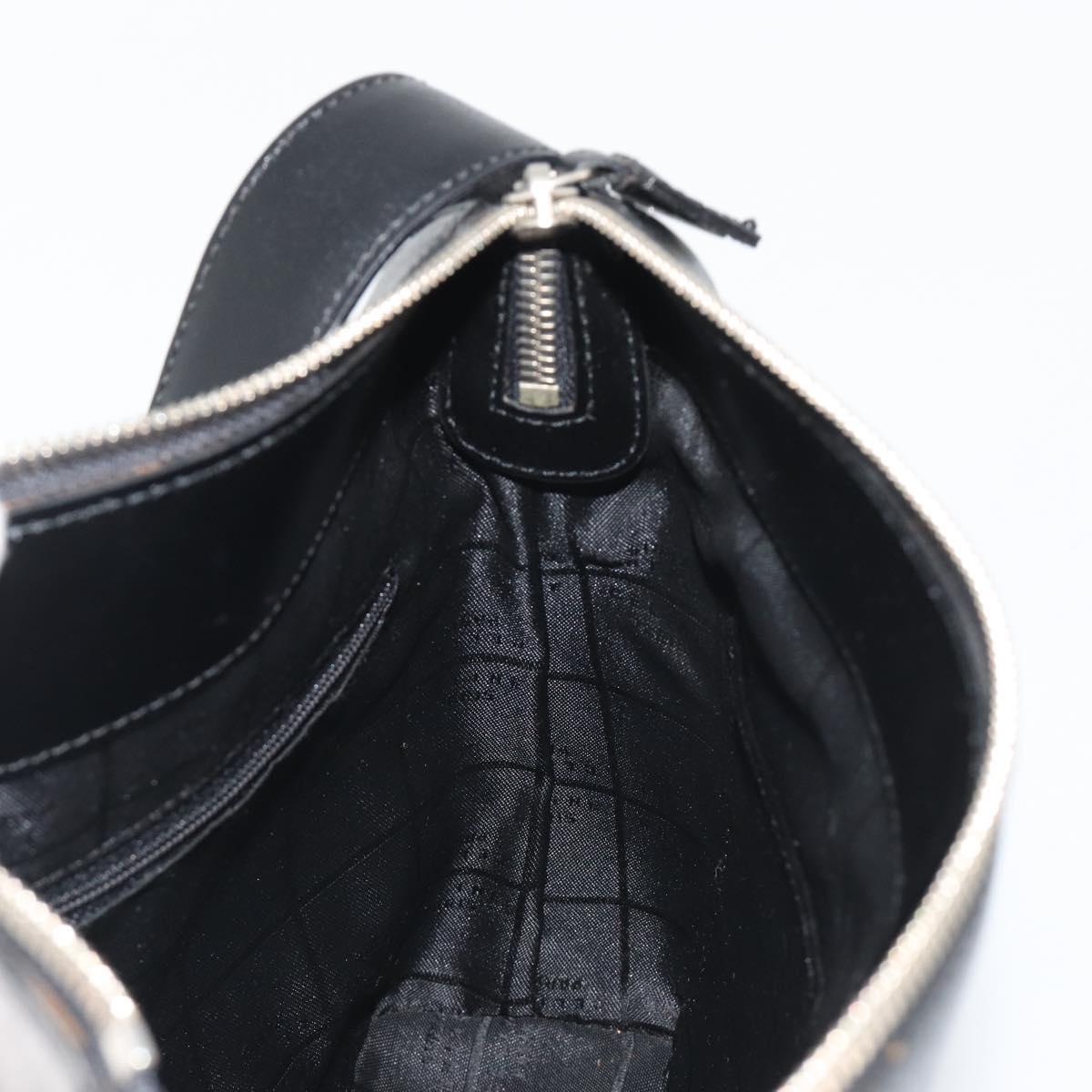 CELINE Shoulder Bag Leather Black Silver Auth ep15031