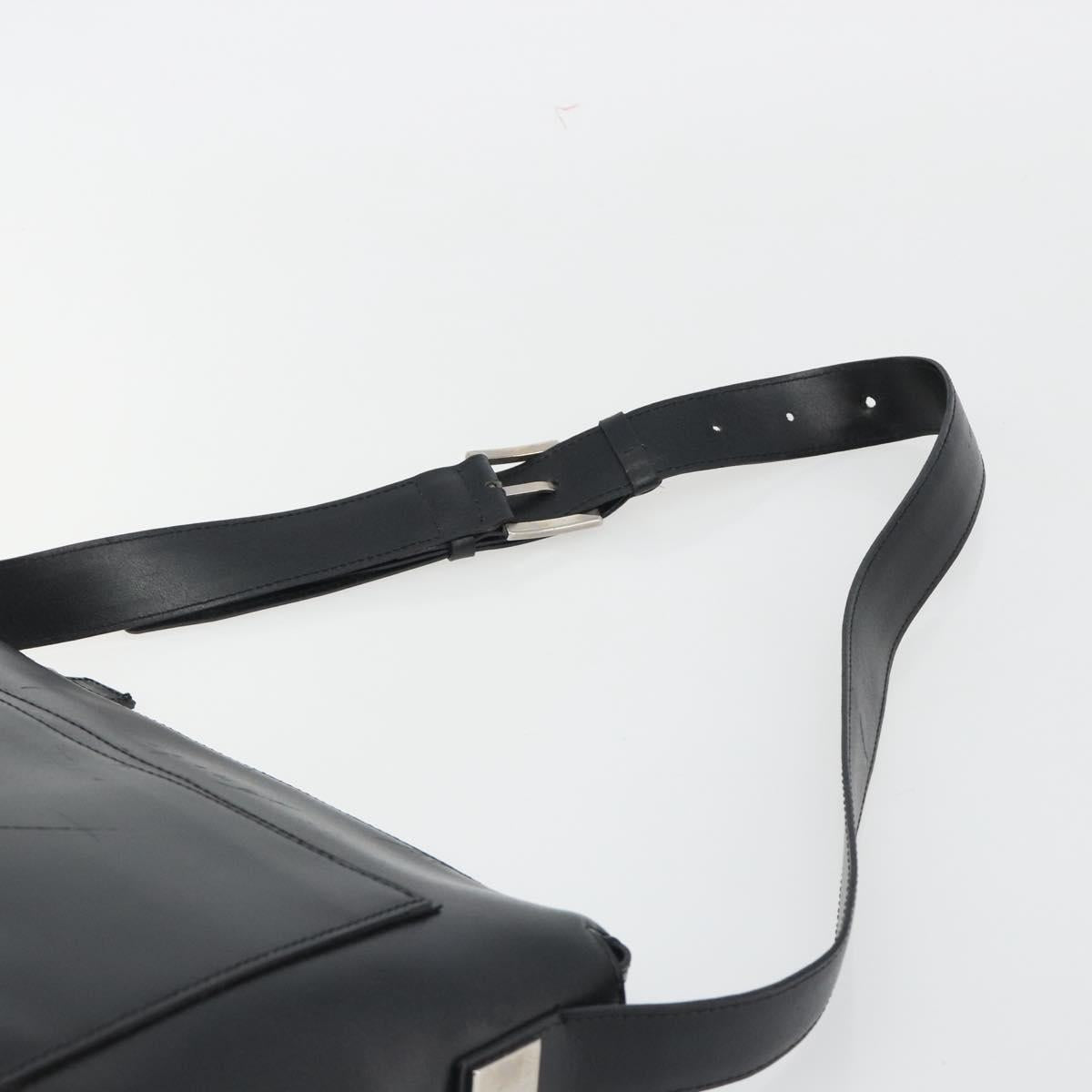 CELINE Shoulder Bag Leather Black Silver Auth ep15031