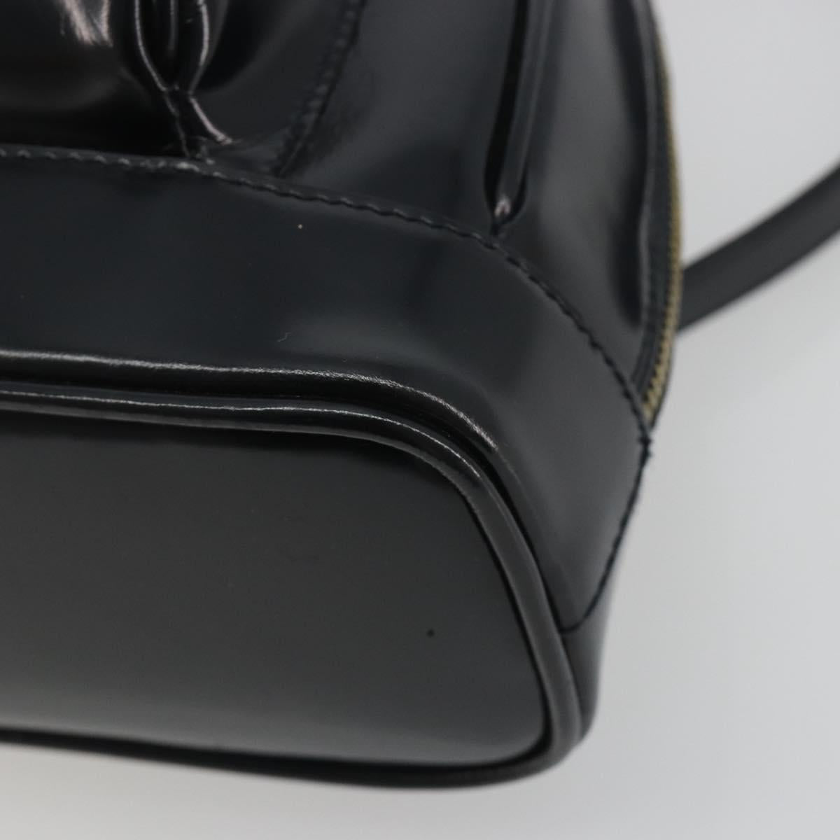 GUCCI Bamboo Shoulder Bag Enamel Black Gold 003 2113 0127 Auth ep15033