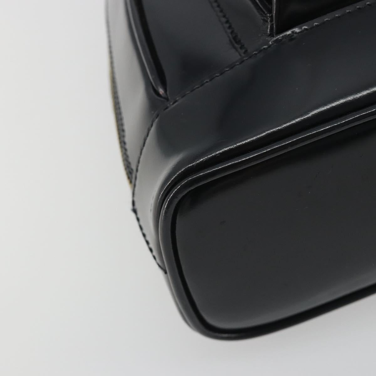 GUCCI Bamboo Shoulder Bag Enamel Black Gold 003 2113 0127 Auth ep15033