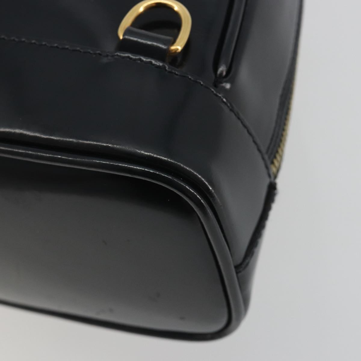 GUCCI Bamboo Shoulder Bag Enamel Black Gold 003 2113 0127 Auth ep15033