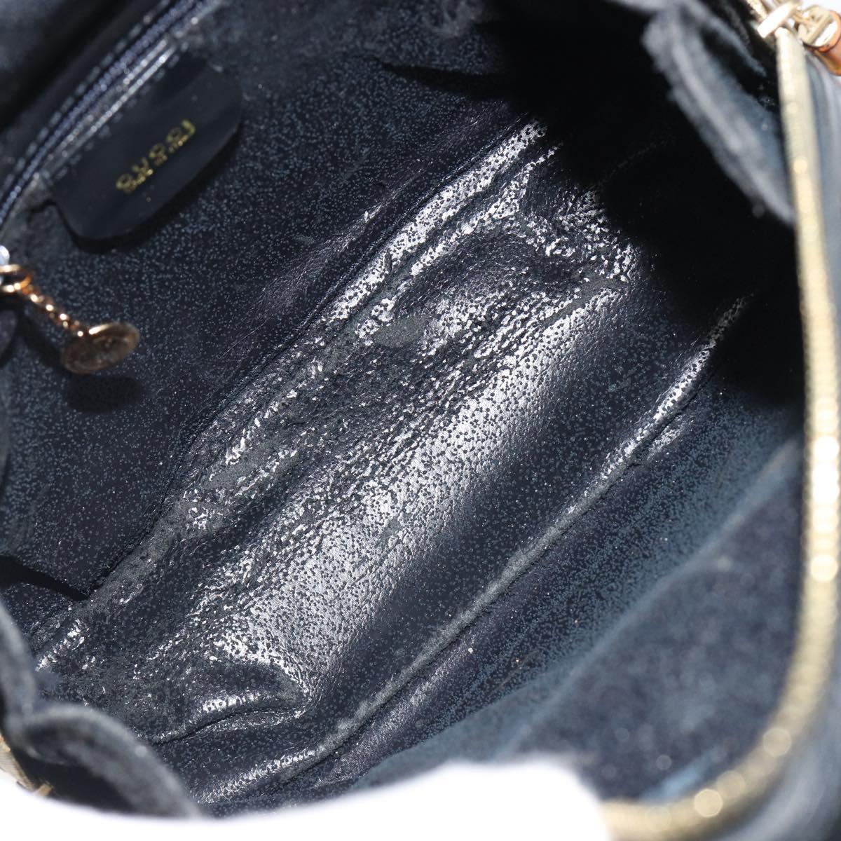 GUCCI Bamboo Shoulder Bag Enamel Black Gold 003 2113 0127 Auth ep15033