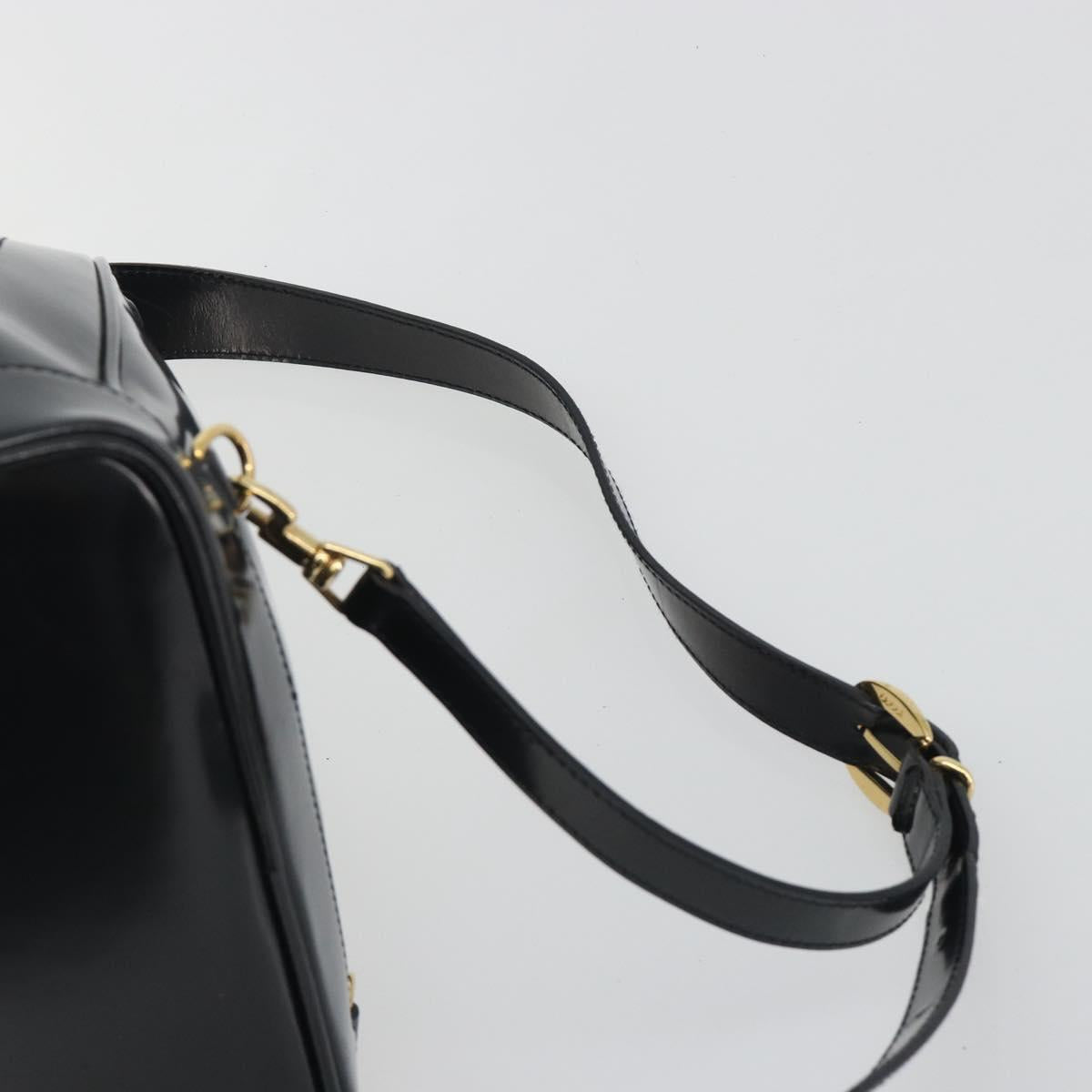 GUCCI Bamboo Shoulder Bag Enamel Black Gold 003 2113 0127 Auth ep15033