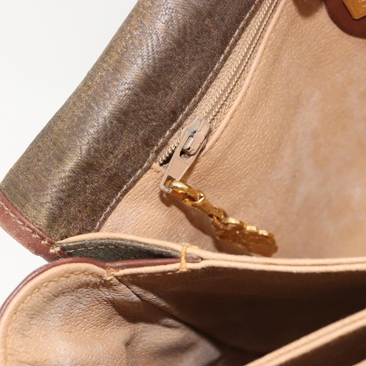 GUCCI Shoulder Bag PVC Canvas Beige Gold Auth ep15035