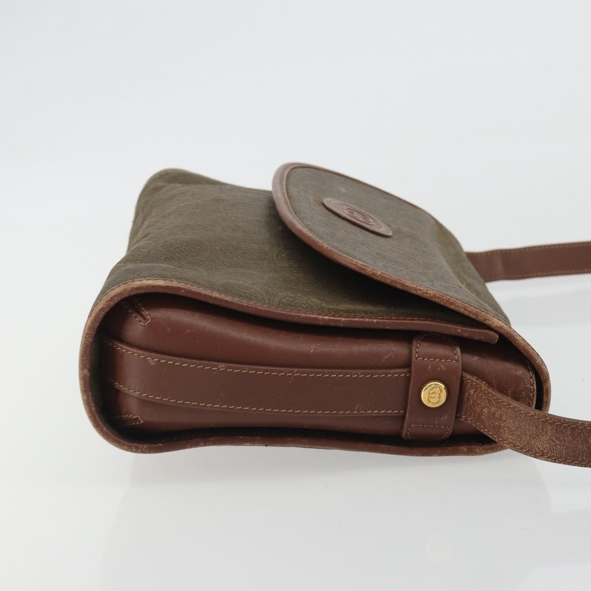 GUCCI Shoulder Bag PVC Canvas Beige Gold Auth ep15035
