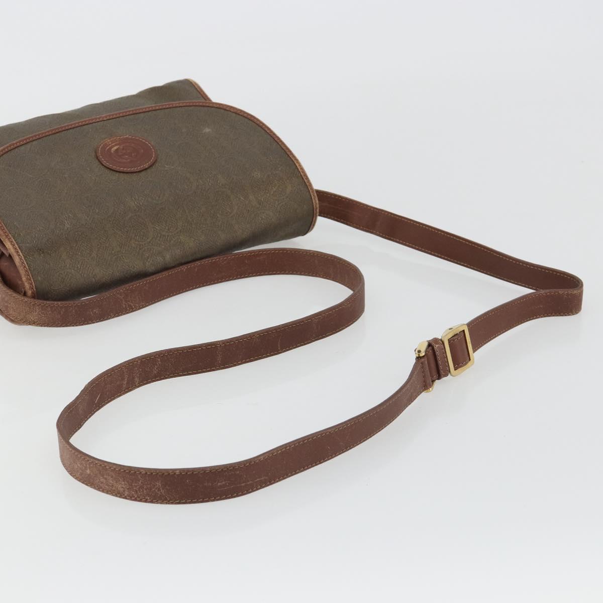 GUCCI Shoulder Bag PVC Canvas Beige Gold Auth ep15035