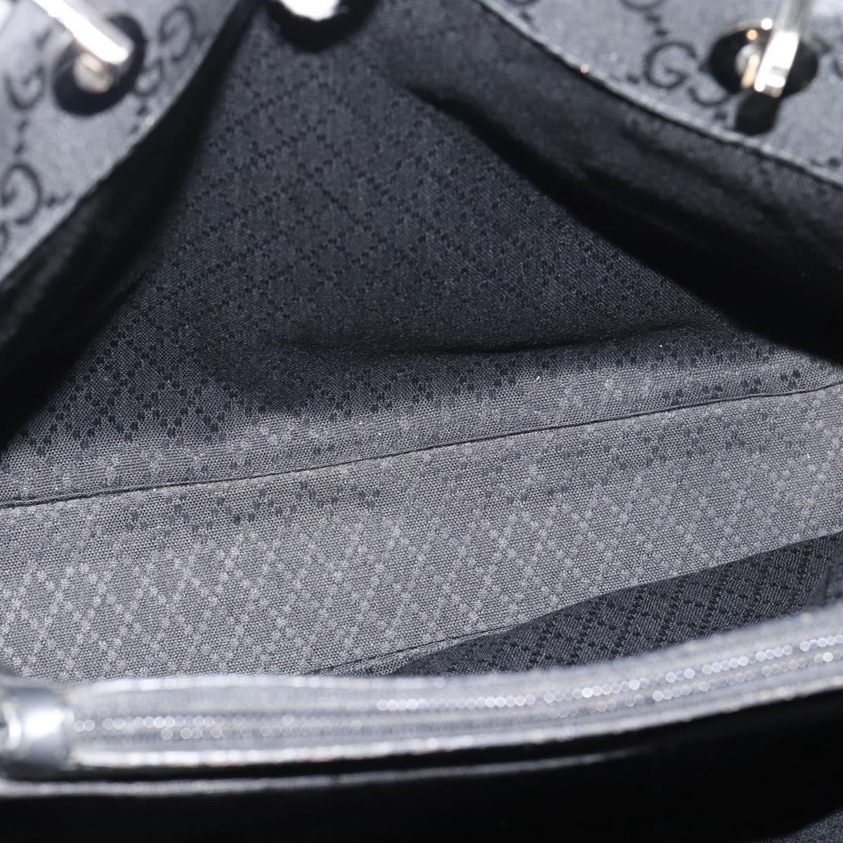 GUCCI GG Canvas Bamboo Hand Bag Nylon Black Silver 002 1010 Auth ep15037
