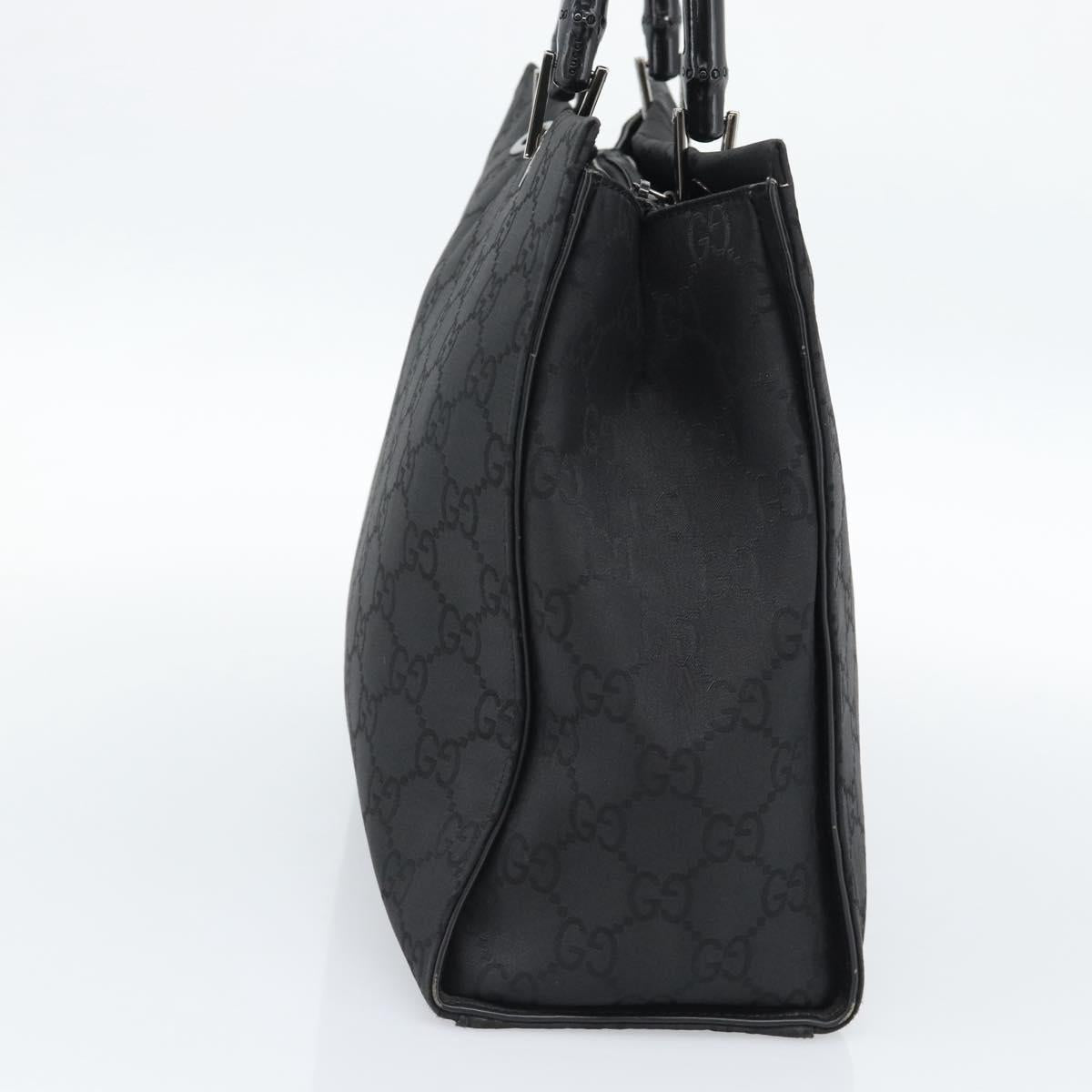 GUCCI GG Canvas Bamboo Hand Bag Nylon Black Silver 002 1010 Auth ep15037