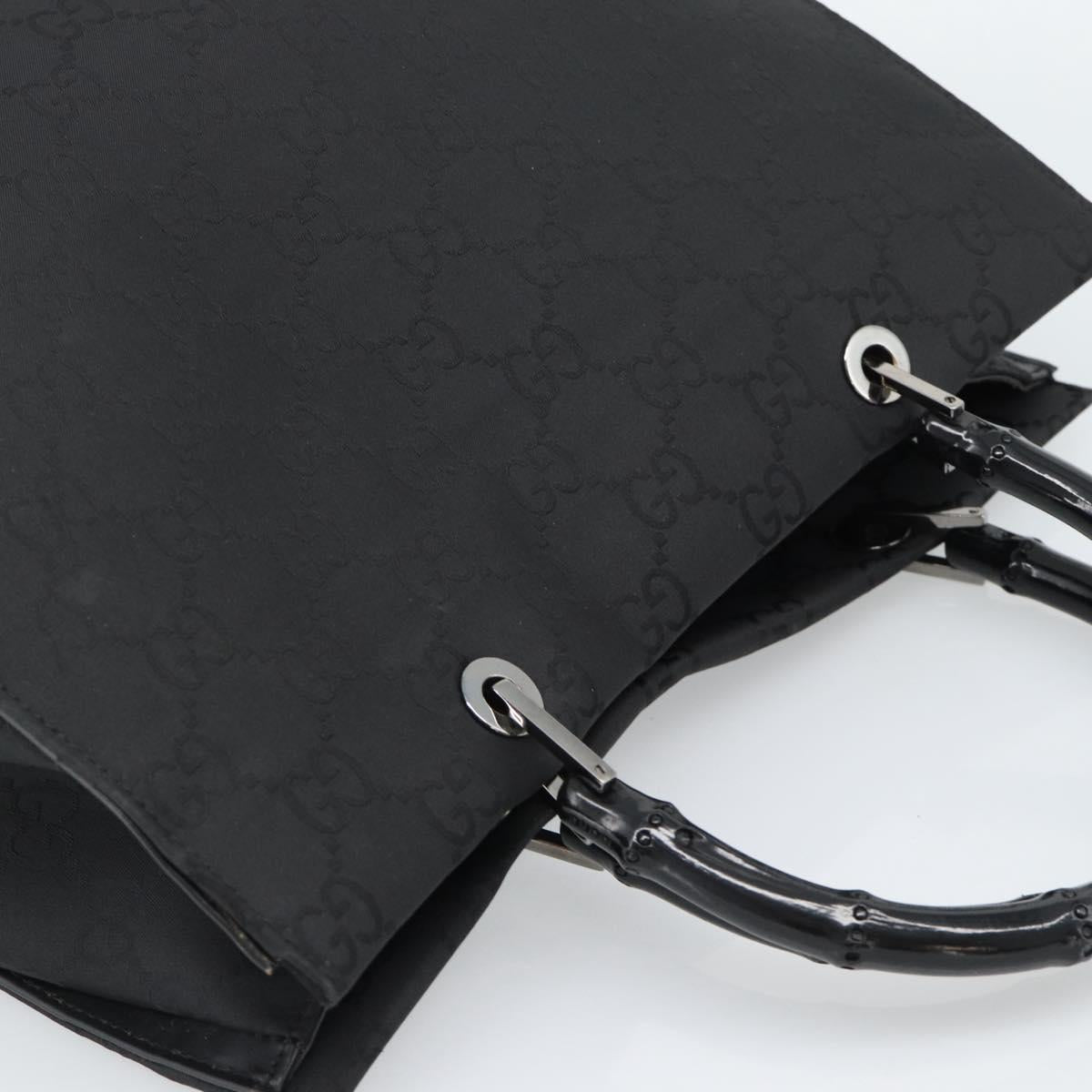 GUCCI GG Canvas Bamboo Hand Bag Nylon Black Silver 002 1010 Auth ep15037