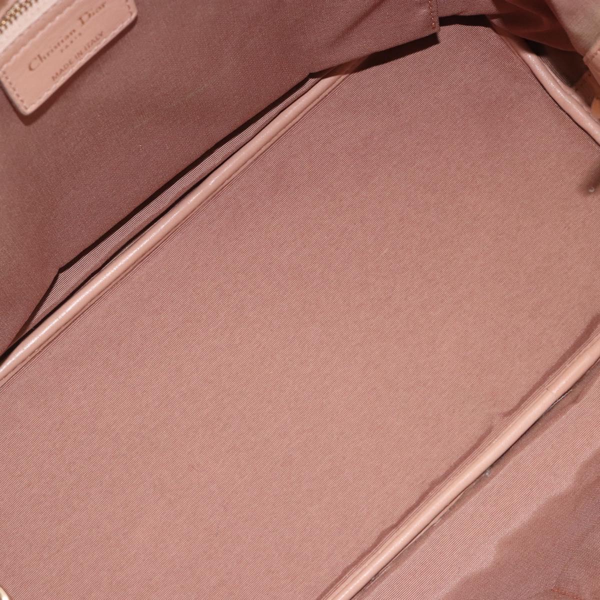 Christian Dior Lady Dior Canage Hand Bag Coated Canvas Pink Gold Auth ep15039