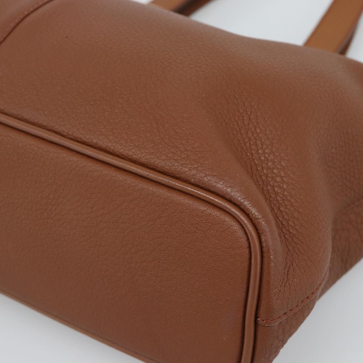 Burberrys Hand Bag Leather Brown Gold Auth ep15041A