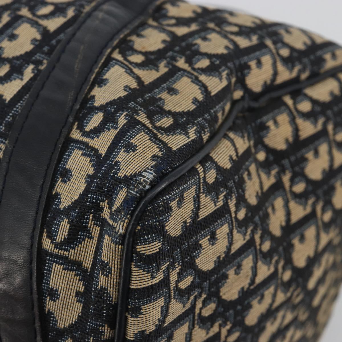 Christian Dior Trotter Canvas Mini Boston Bag Navy Silver Auth ep15043