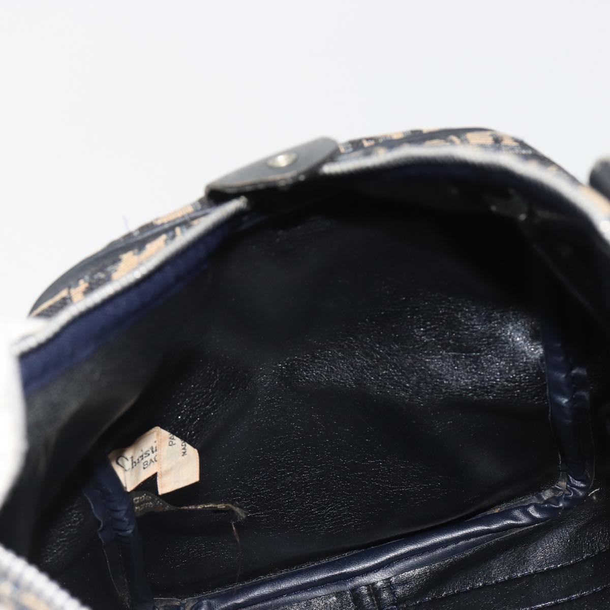 Christian Dior Trotter Canvas Mini Boston Bag Navy Silver Auth ep15043