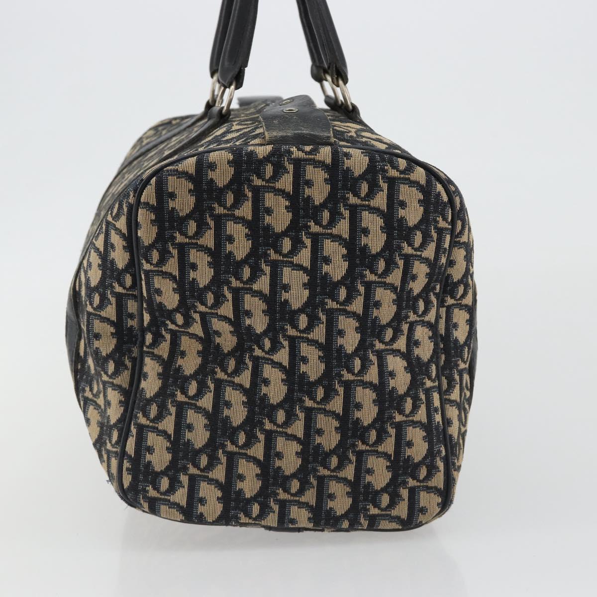 Christian Dior Trotter Canvas Mini Boston Bag Navy Silver Auth ep15043