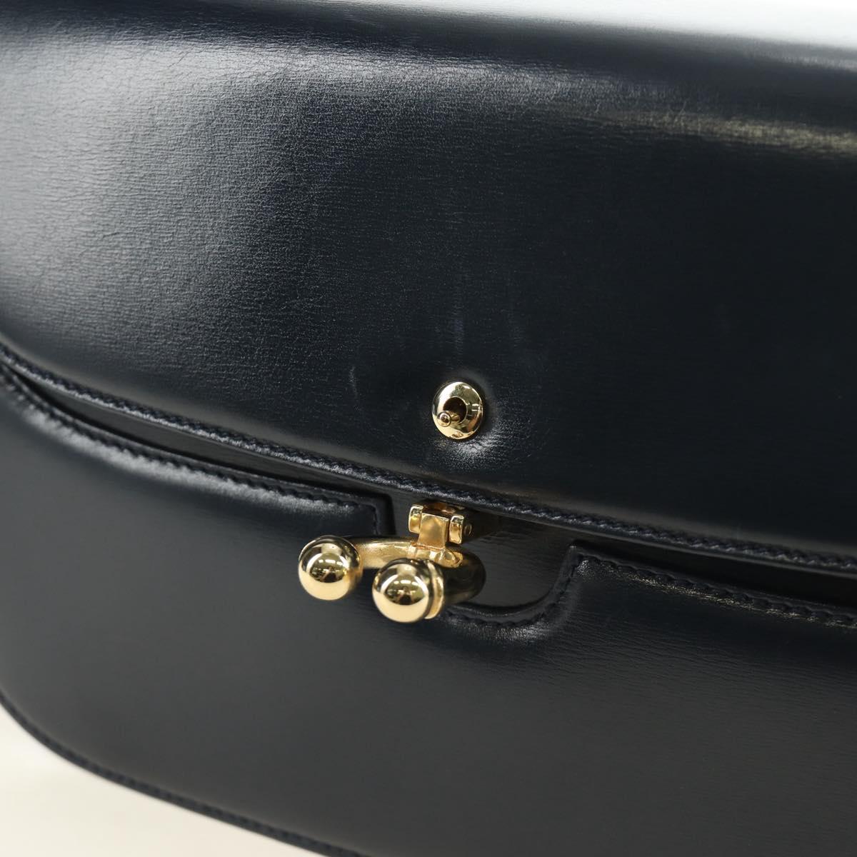 GUCCI Chain Shoulder Bag Leather Navy Gold 004 406 0473 Auth ep15047V