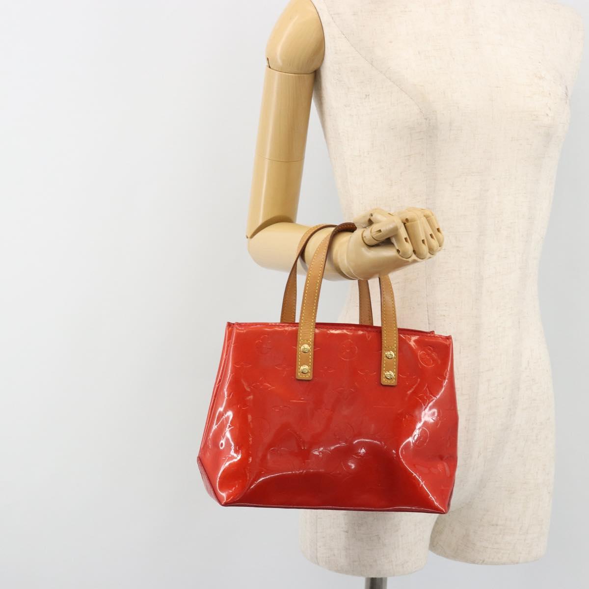 LOUIS VUITTON Monogram Vernis Reade PM Hand Bag Red Rouge M91088 LV Auth ep15057