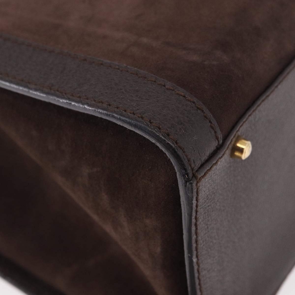GUCCI Bamboo Hand Bag Suede Brown Gold 002 1186 0260 Auth ep15058