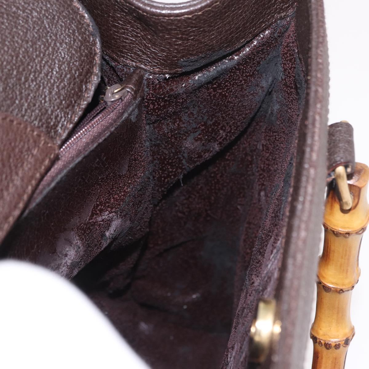 GUCCI Bamboo Hand Bag Suede Brown Gold 002 1186 0260 Auth ep15058
