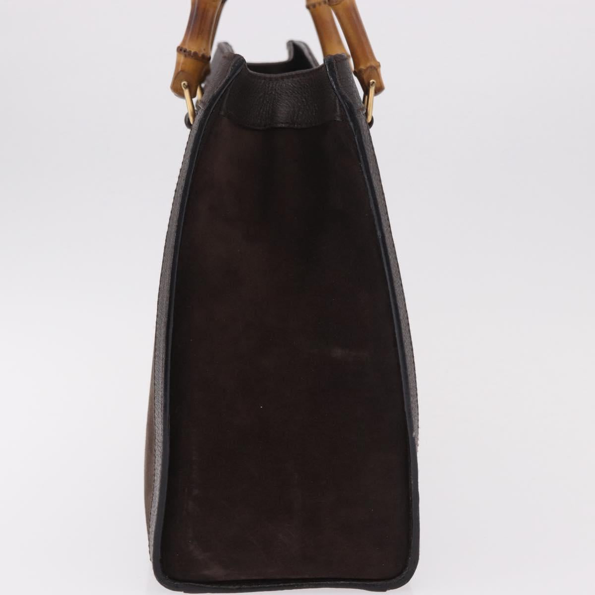 GUCCI Bamboo Hand Bag Suede Brown Gold 002 1186 0260 Auth ep15058