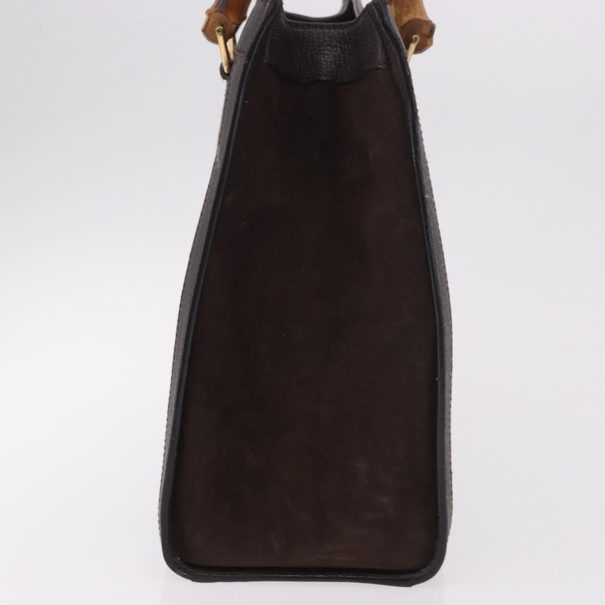 GUCCI Bamboo Hand Bag Suede Brown Gold 002 1186 0260 Auth ep15058