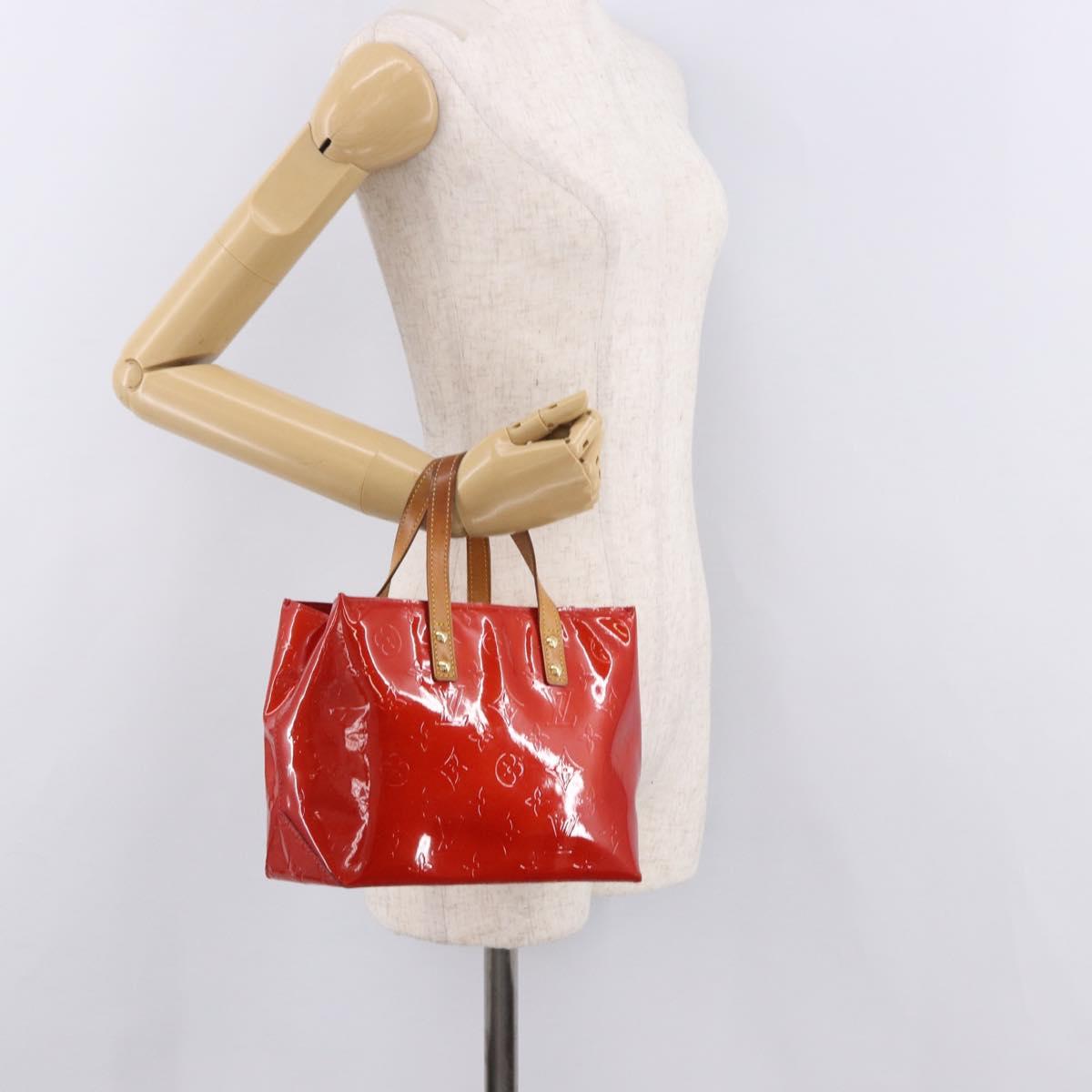 LOUIS VUITTON Monogram Vernis Reade PM Hand Bag Red Rouge M91088 LV Auth ep15059