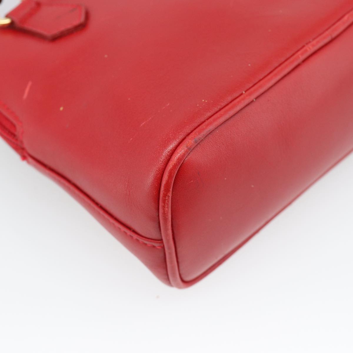GUCCI Bamboo Hand Bag Leather 2way Red Gold 007 1014 0231 Auth ep15060
