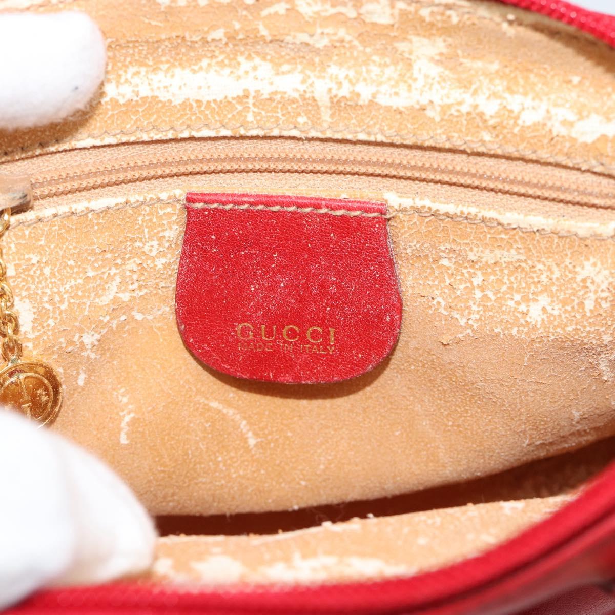 GUCCI Bamboo Hand Bag Leather 2way Red Gold 007 1014 0231 Auth ep15060