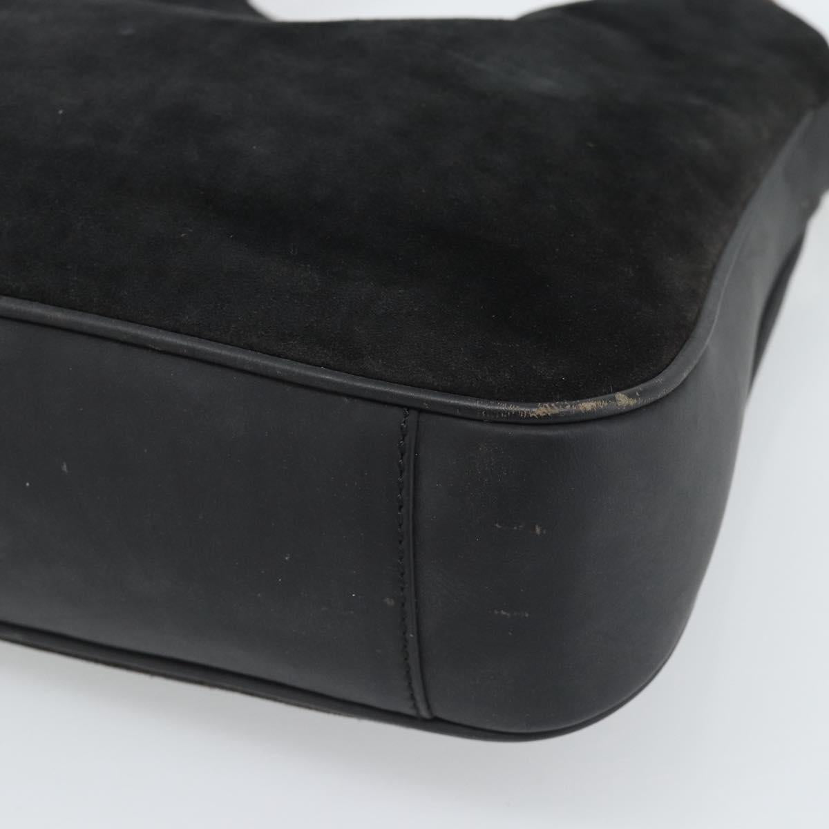 GUCCI Bamboo Shoulder Bag Suede 2way Black Gold 001 1638 2058 Auth ep15063