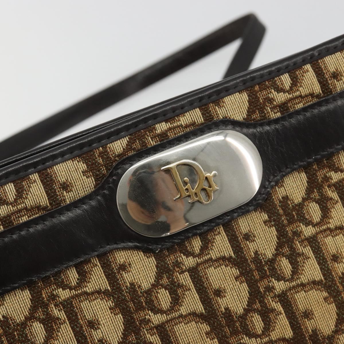 Christian Dior Trotter Canvas Shoulder Bag Beige Auth ep15067