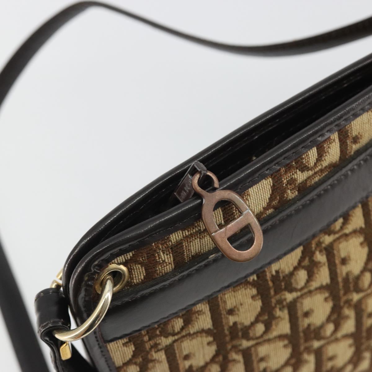 Christian Dior Trotter Canvas Shoulder Bag Beige Auth ep15067