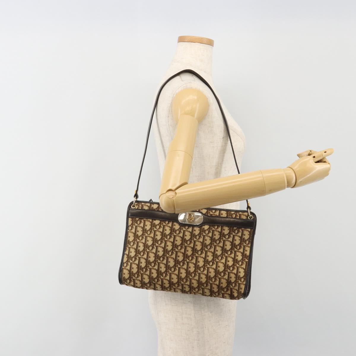 Christian Dior Trotter Canvas Shoulder Bag Beige Auth ep15067