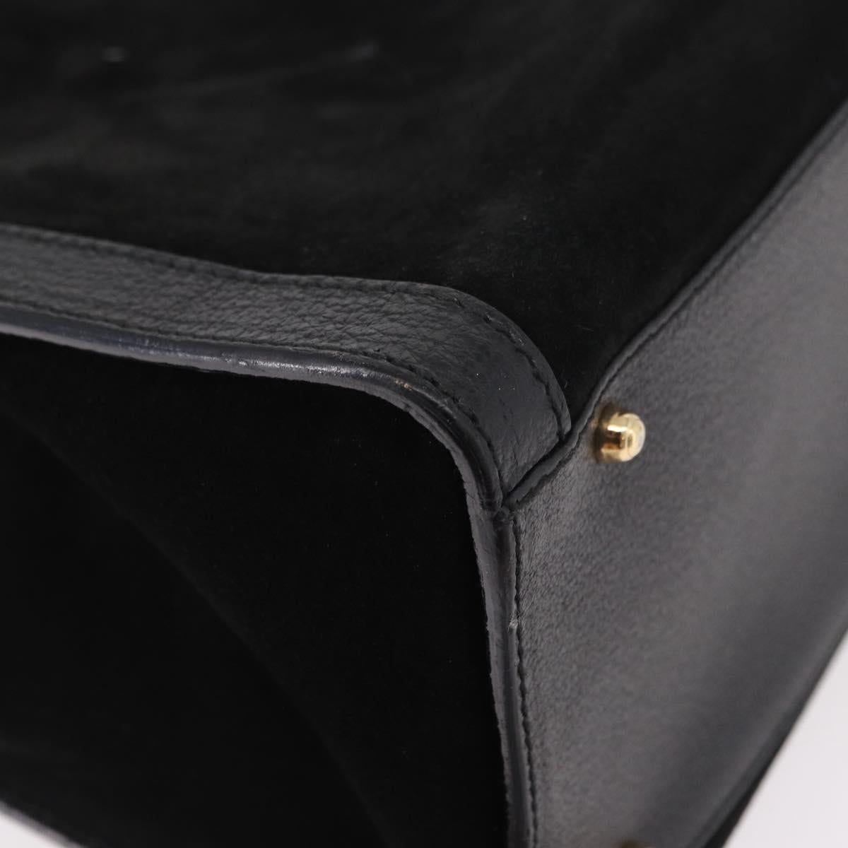 GUCCI Bamboo Hand Bag Suede Black Gold 002 1186 0260 Auth ep15073