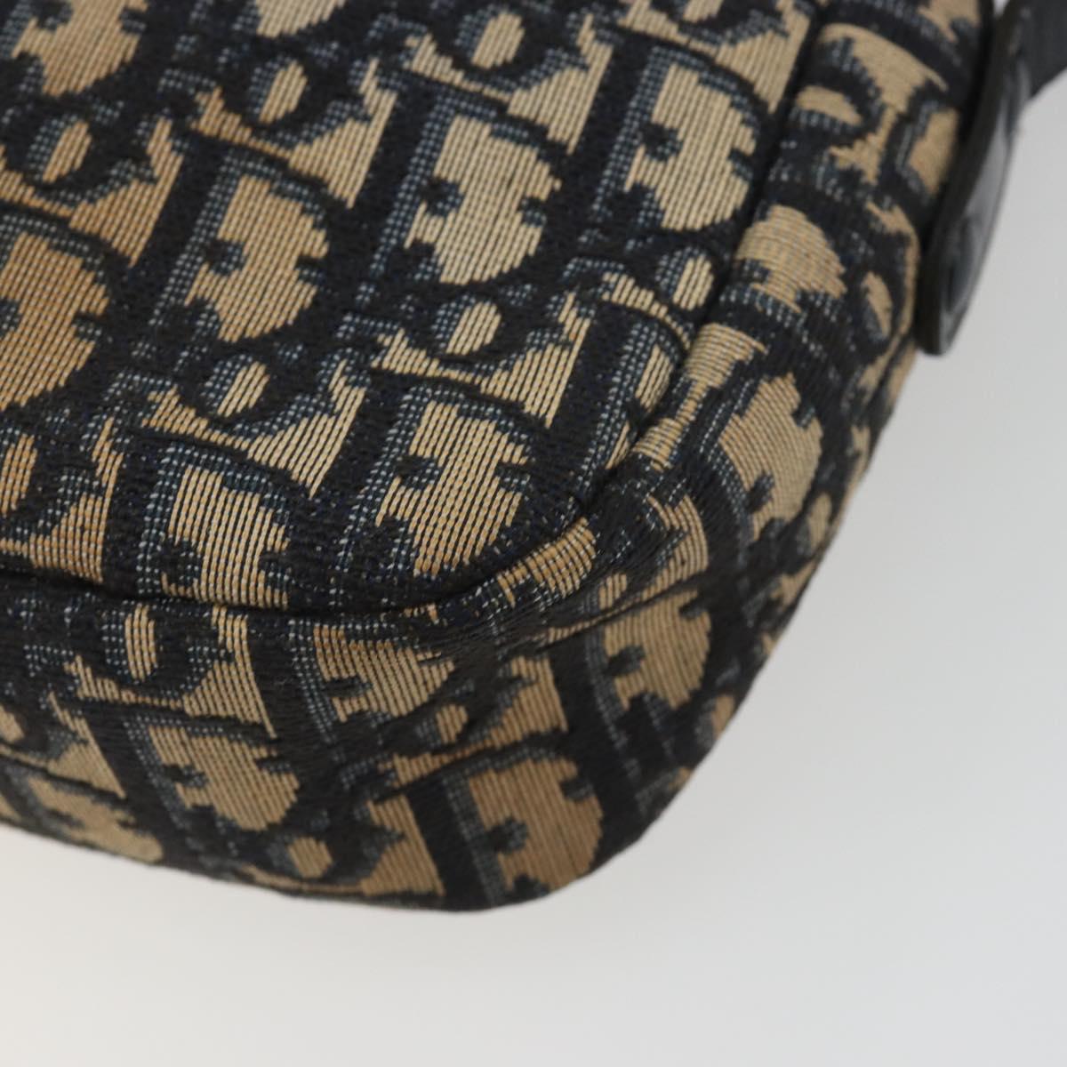 Christian Dior Trotter Canvas Shoulder Bag Navy Gold Auth ep15075