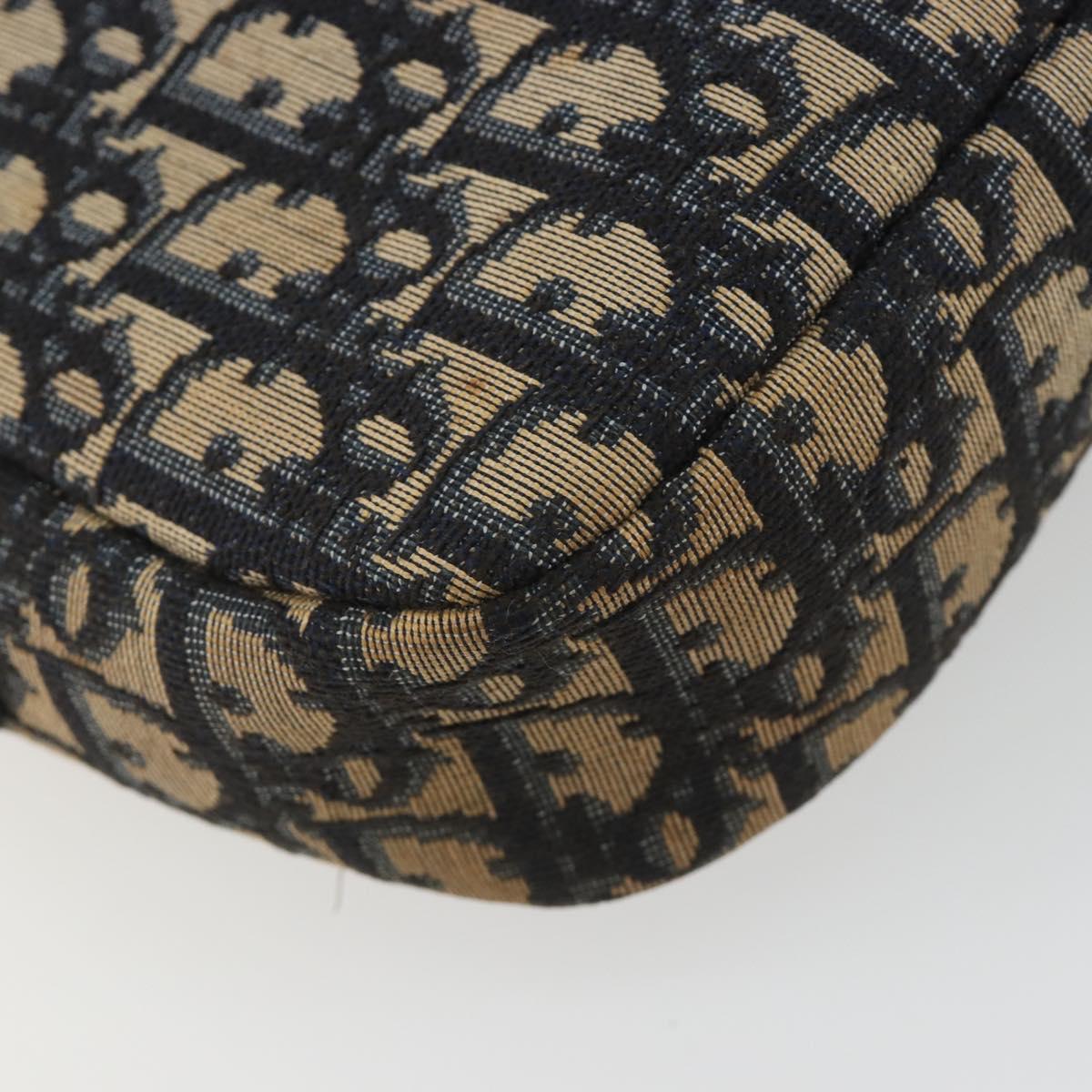 Christian Dior Trotter Canvas Shoulder Bag Navy Gold Auth ep15075