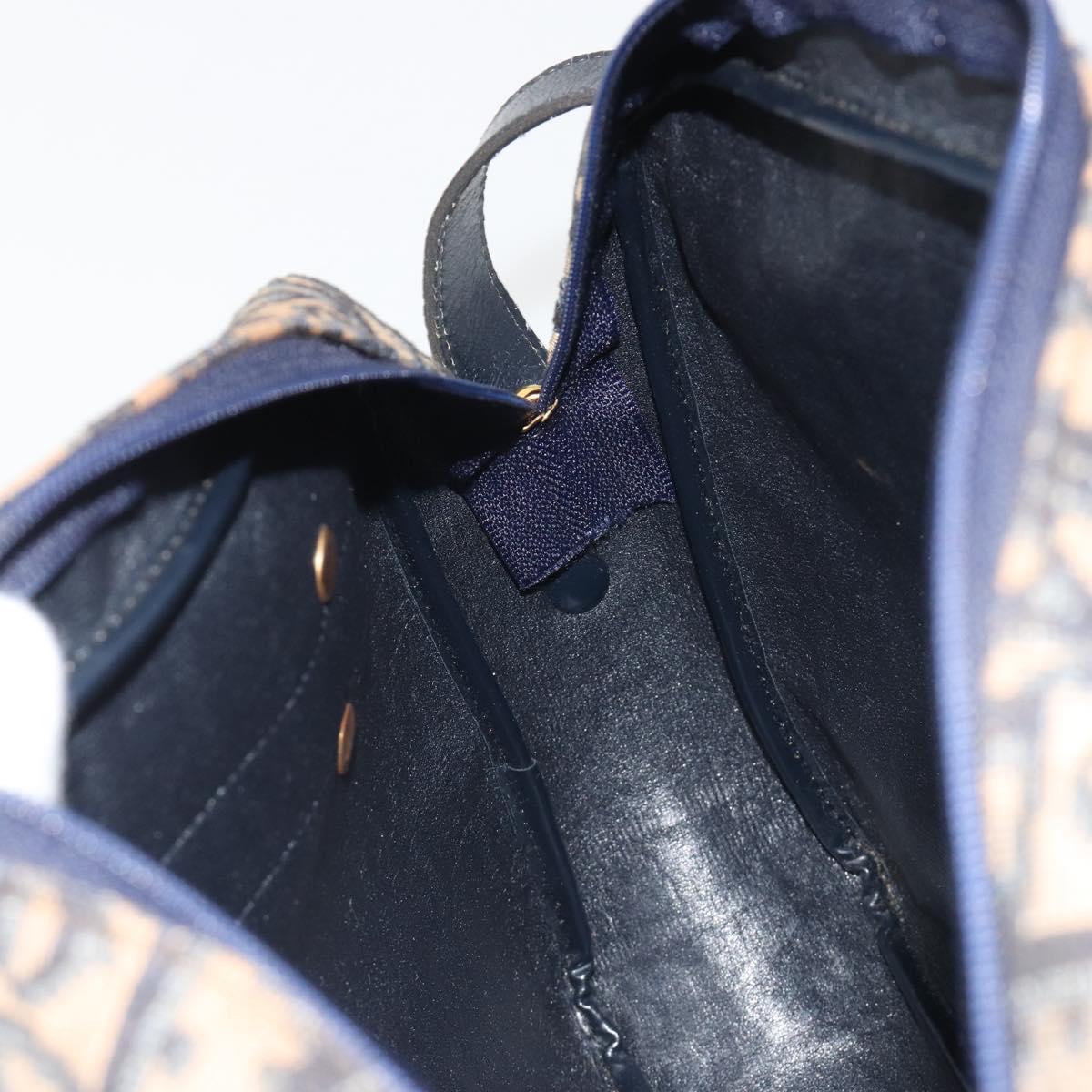Christian Dior Trotter Canvas Shoulder Bag Navy Gold Auth ep15075