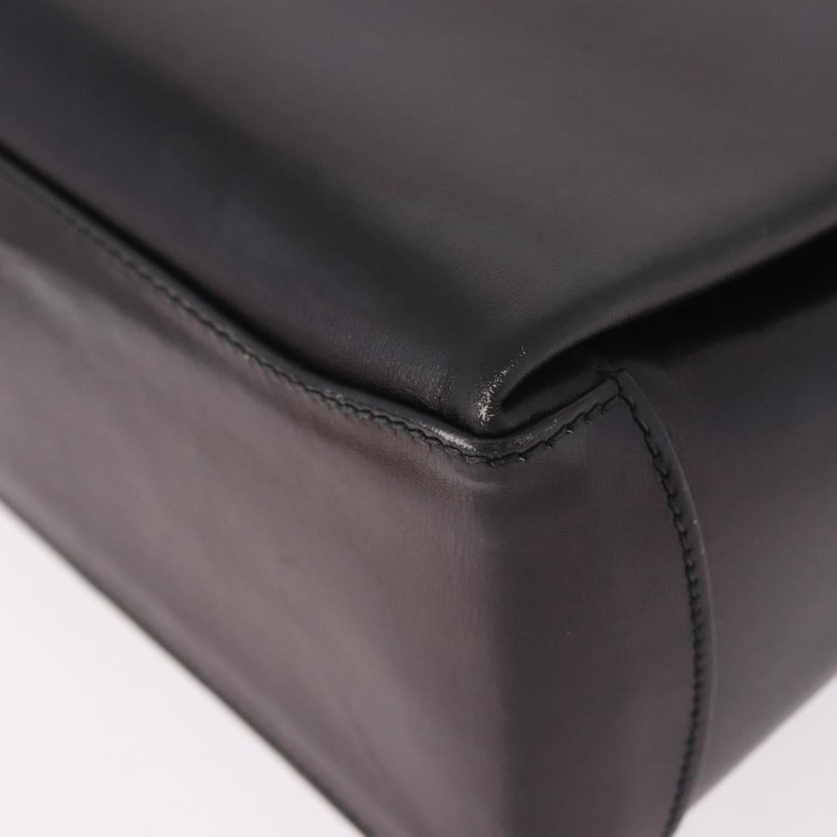 GUCCI Hand Bag Leather Black Gold Auth ep15076