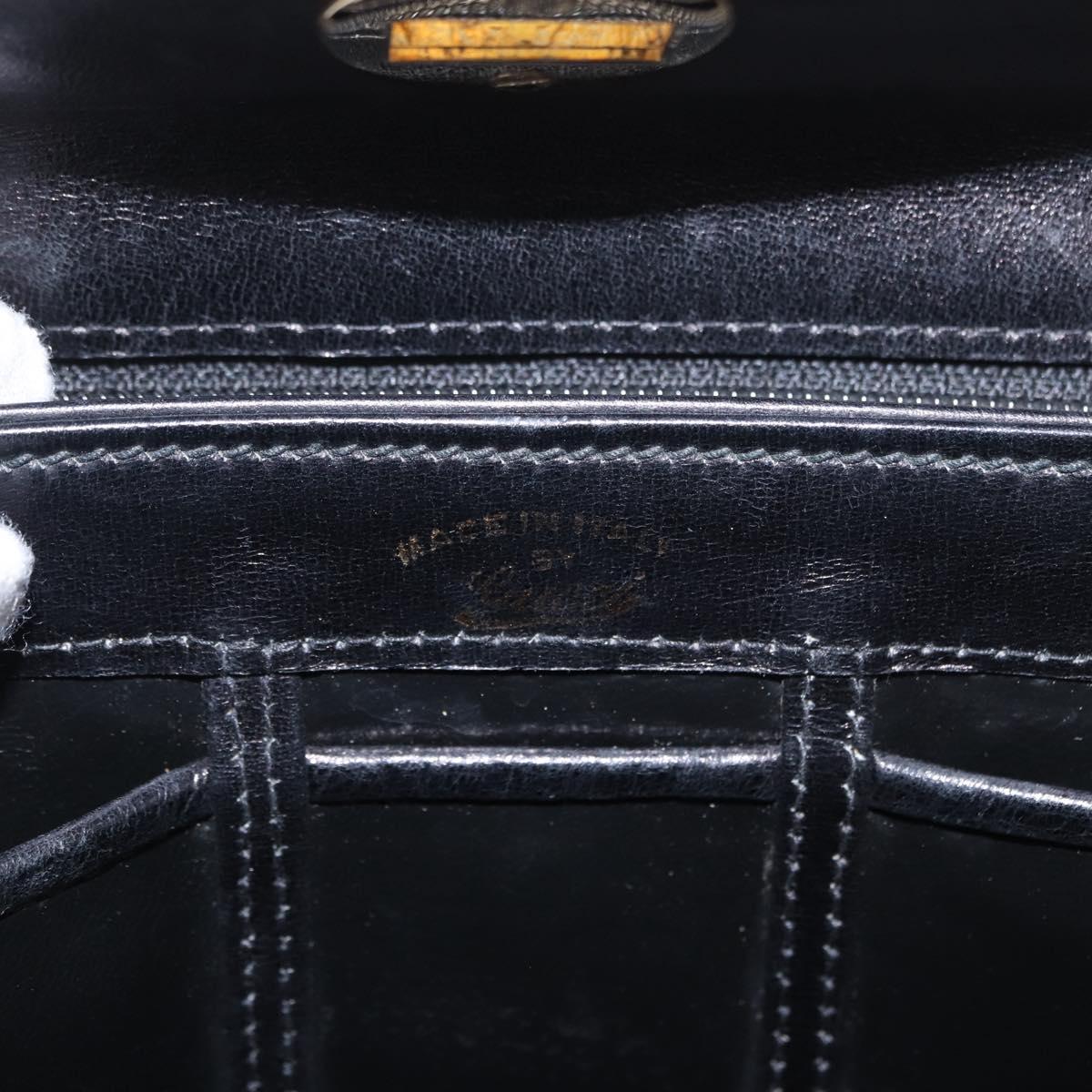 GUCCI Hand Bag Leather Black Gold Auth ep15076