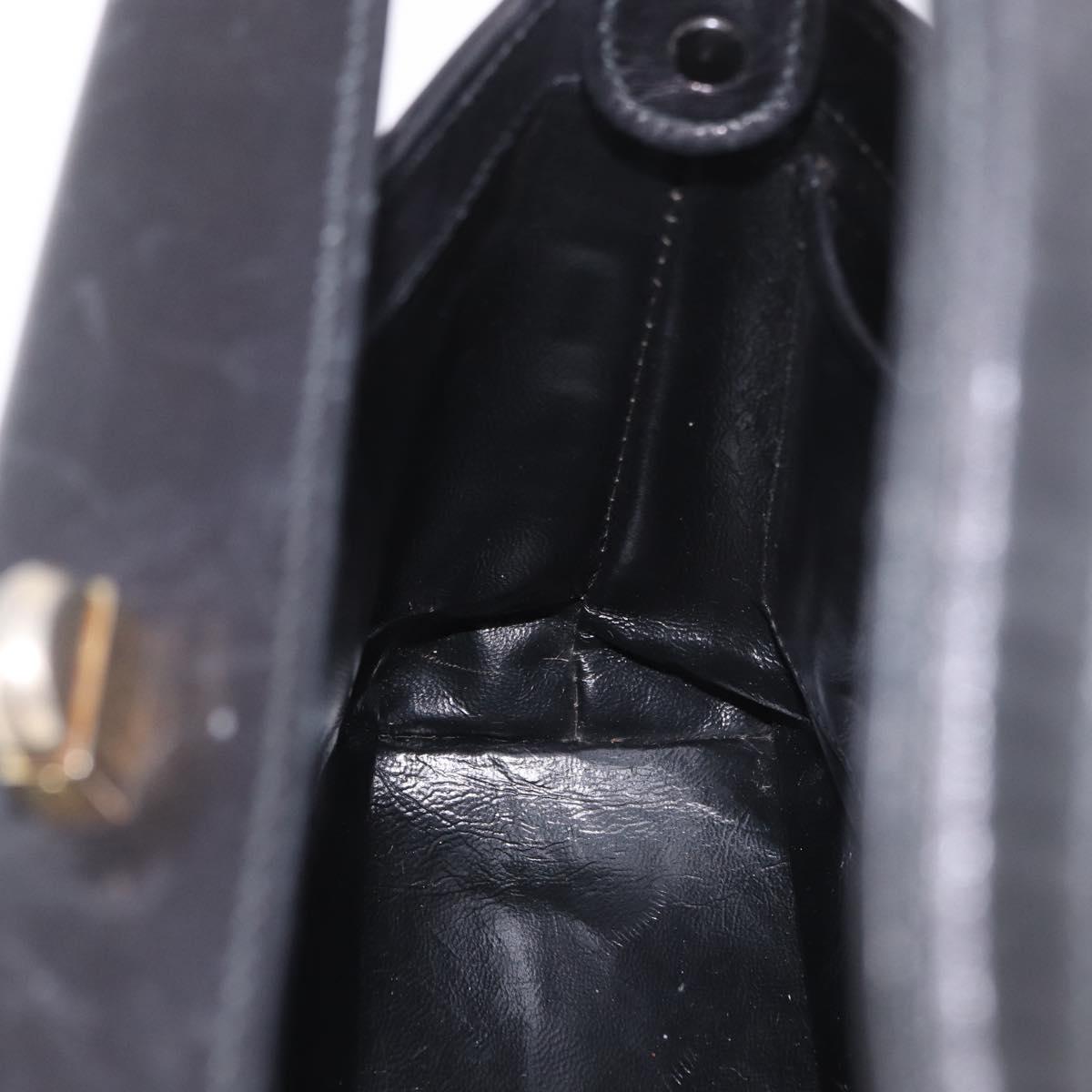 GUCCI Hand Bag Leather Black Gold Auth ep15076