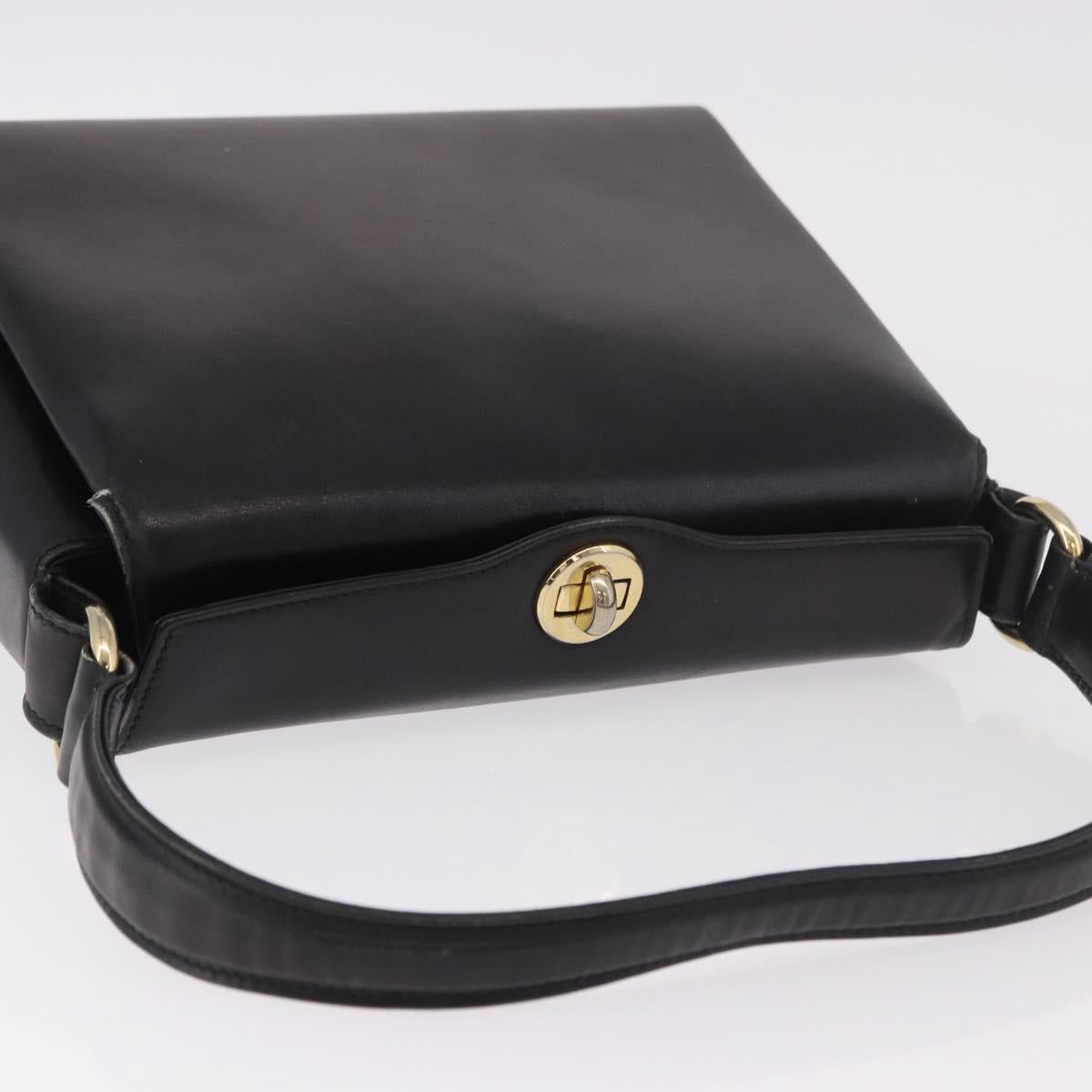 GUCCI Hand Bag Leather Black Gold Auth ep15076