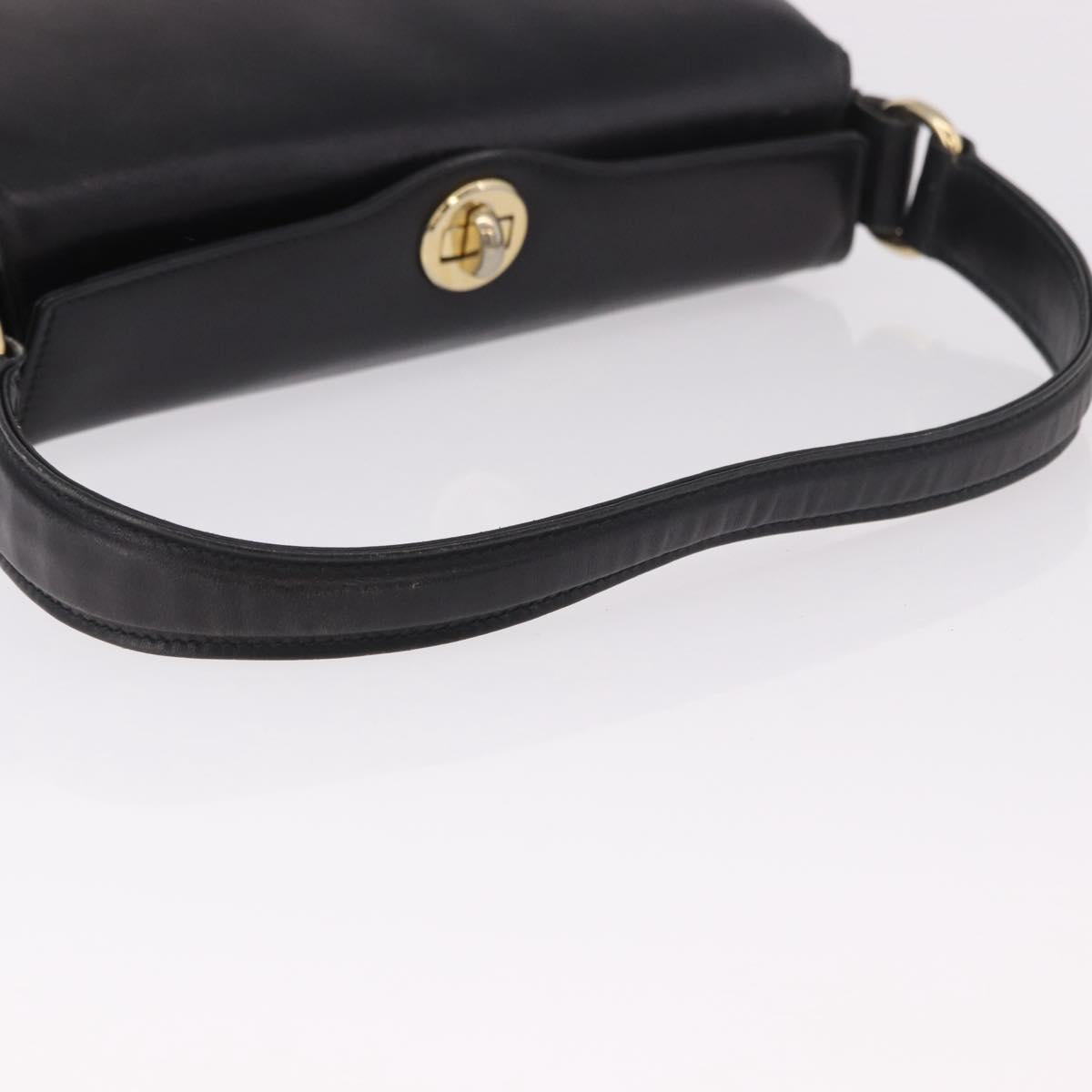 GUCCI Hand Bag Leather Black Gold Auth ep15076