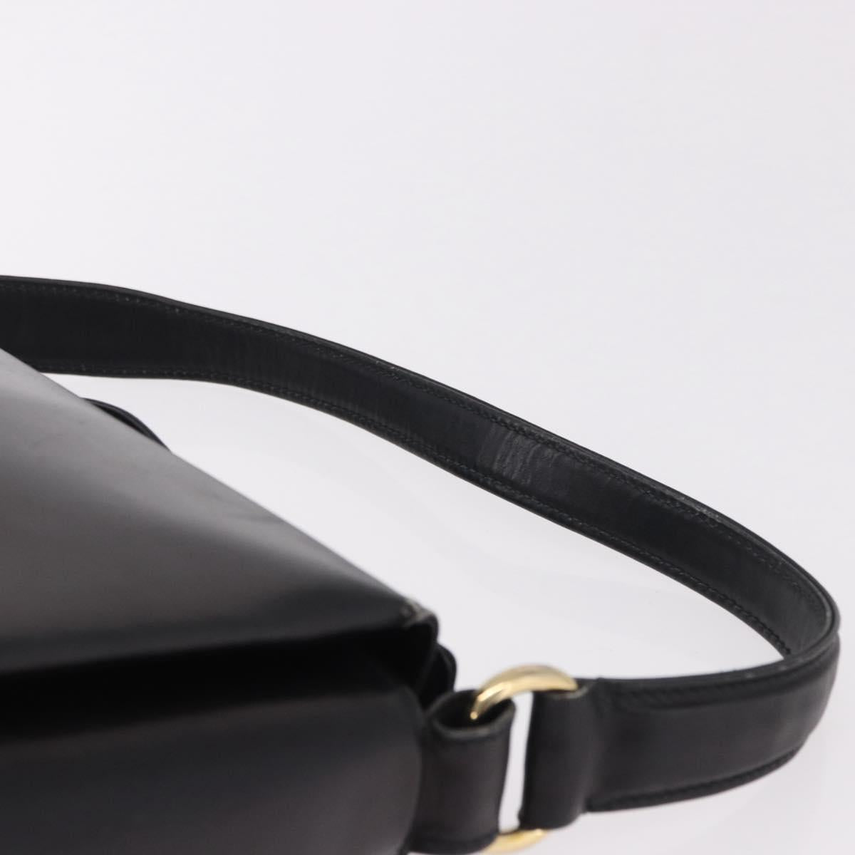 GUCCI Hand Bag Leather Black Gold Auth ep15076