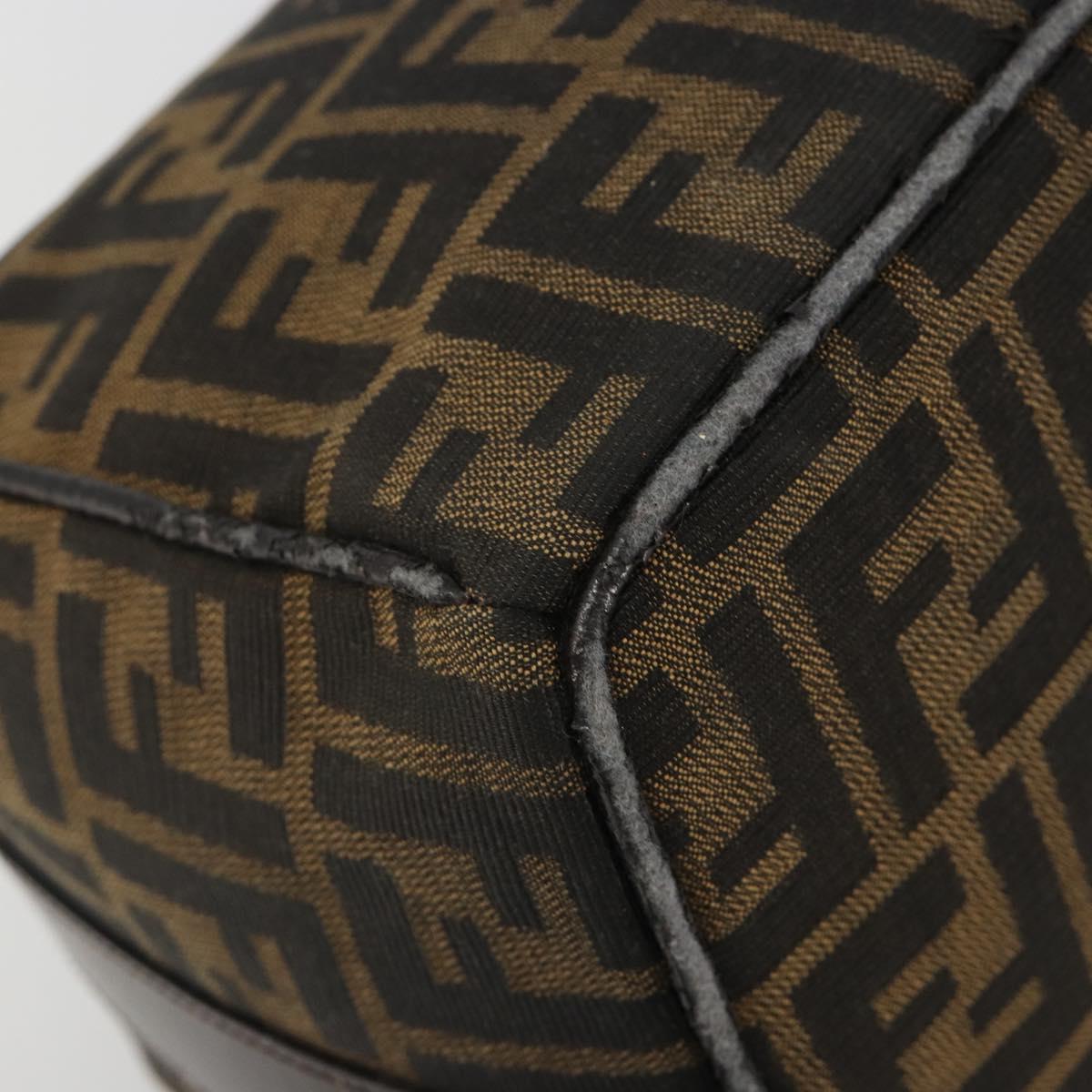 FENDI Zucca Canvas Hand Bag Black Brown Auth ep15078
