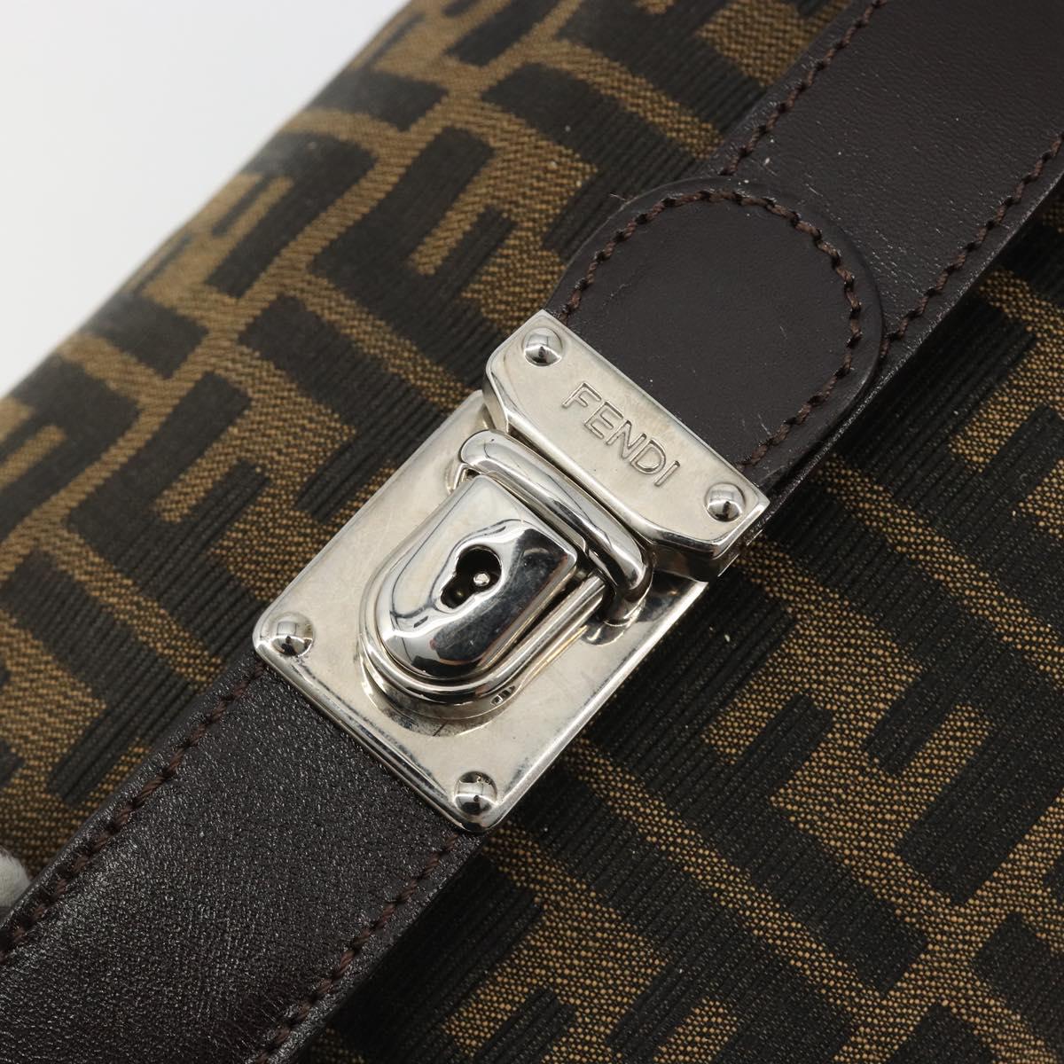 FENDI Zucca Canvas Hand Bag Black Brown Auth ep15078