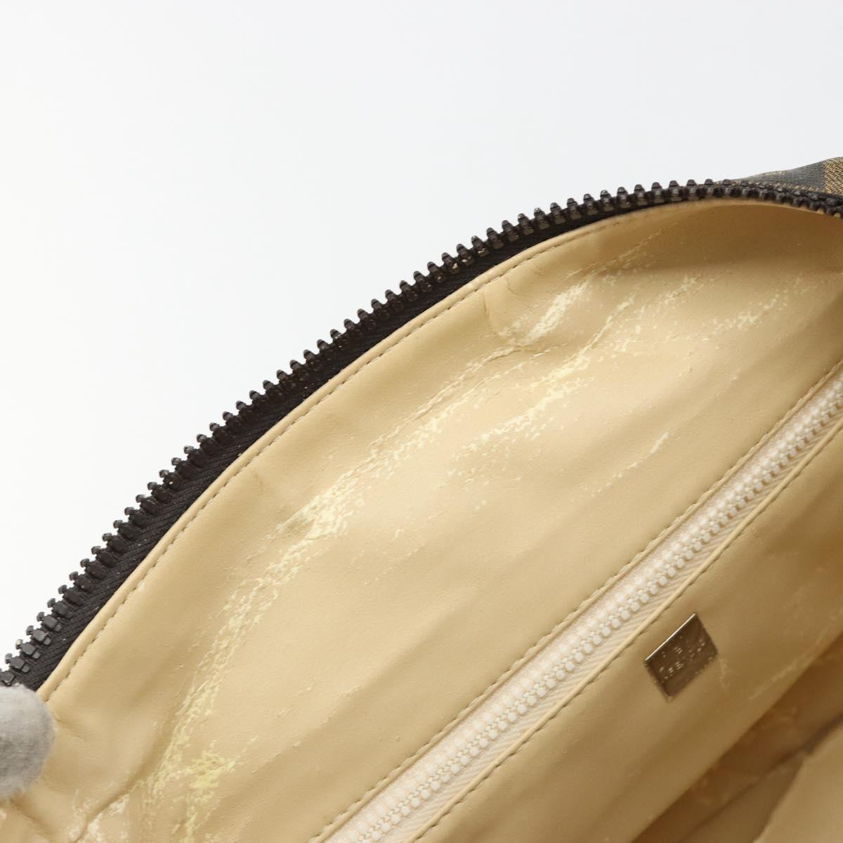 FENDI Zucca Canvas Hand Bag Black Brown Auth ep15078