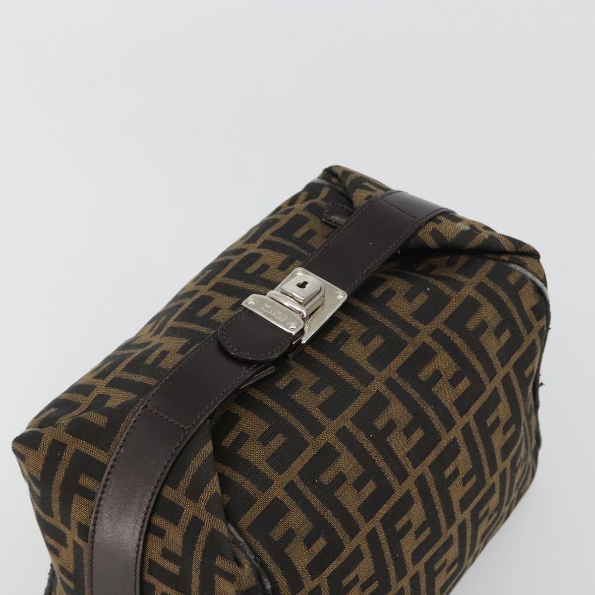FENDI Zucca Canvas Hand Bag Black Brown Auth ep15078