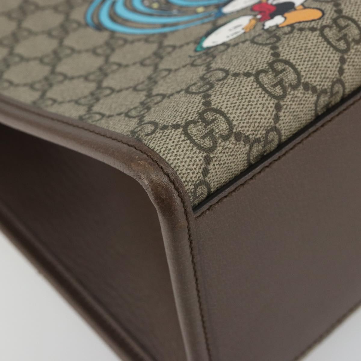 GUCCI GG Supreme Donald Duck Hand Bag PVC 2way Beige Gold 648134 Auth ep15080M